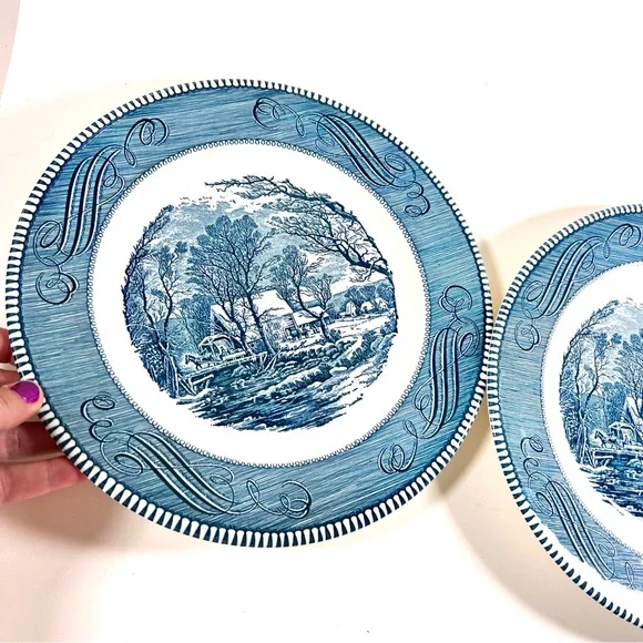 2 Currier & Ives Old Gist Mill Plates - Picture 5 of 8